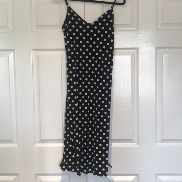 polka dot midi slip dress